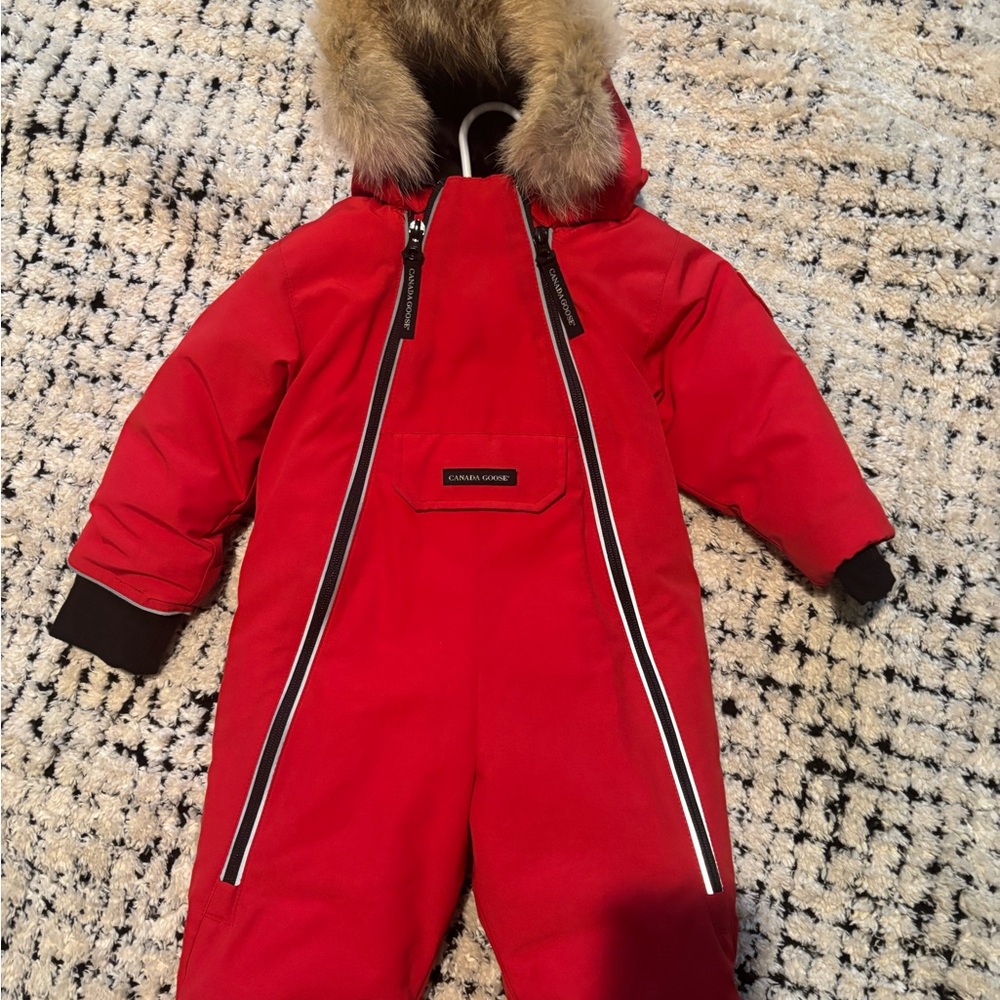 Canada Goose Red Snowsuit with Fur Trim